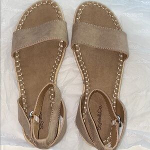 Style & Co. Tan Sandals with Whipstitch Detail